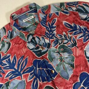 Tommy Bahama Men's XXL Blue Red‎ Floral Silk Blend Short Sleeve Button Up Shirt